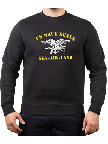 Sweat noir, marin SEAL (Sea - Air Land) blanc et jaune