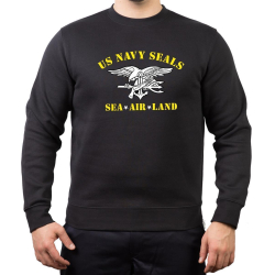 Sweat black, NAVY SEAL (Sea - Air Land) weiß und gelb