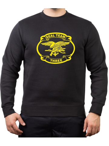 Sweat black, NAVY SEAL TEAM THREE, gelb