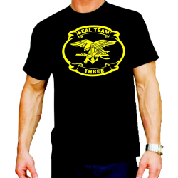 T-Shirt negro, azul marino SEAL TEAM THREE, amarillo