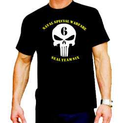 T-Shirt black, NAVY SEAL TEAM SIX, weiß/gelb