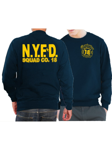 Sweat azul marino, NYFD Squad Company 18 - Manhattan