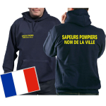 Sweat á capuche (navy/bleu-marine) Sapeurs Pompiers avec nom de la ville (neonyellow/jaune fluo)