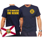 T-Shirt navy, Miami Beach Fire Rescue, gelb XXL