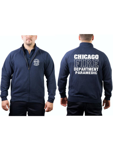 CHICAGO FIRE Dept. Sweat jacket navy, PARAMEDIC, white font