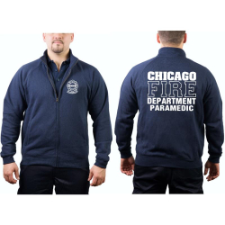 CHICAGO FIRE Dept. Sweat jacket navy, PARAMEDIC, white font