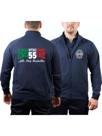 Sweat jacket navy, "ENG 55, Little Italy - Cinquantacinque"