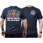 T-Shirt azul marino, New York City Fire Dept. Princeton St. Tigers South Jamaica Queens (E-303/L-126)