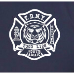 T-Shirt azul marino, New York City Fire Dept. Princeton St. Tigers South Jamaica Queens (E-303/L-126)