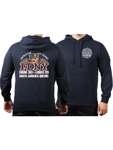 Hoodie marin, New York City Fire Dept. E303/L126 Princeton St. Tigers South Jamaica (Queens)