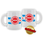 Tasse: "Chicago Fire Dept." Emblem vor Chicagos Stadtfahne (1 Stück)