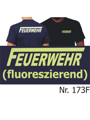 T-Shirt marin, FEUERWEHR avec longue "F" fluorezierend