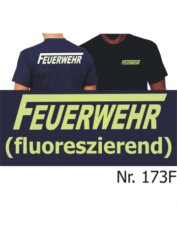 T-Shirt navy, FEUERWEHR mit langem "F", fluorezierend (nachleuchtend) S