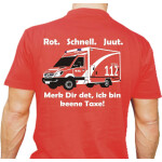T-Shirt rot, Feuerwehr: "Ick bin keene Taxe" (berlinerisch) XL (Einzelstück)
