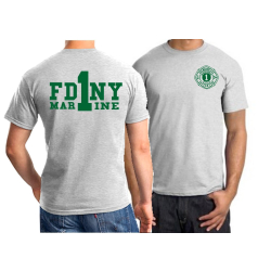 T-Shirt ash, New York City Fire Dept. Marine 1 (green)