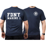 T-Shirt navy, New York City Fire Dept. Marine 1 (white)