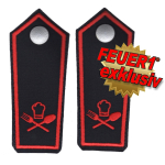 FEUER1 Dienstgrad-Schulterklappen-Paar Spezial mit Knöpfen: Koch (rot/rot)