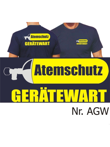 T-Shirt, navy: Atemschutz-Gerätewart, beidseitig