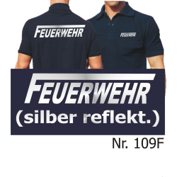 Polo navy, FEUERWEHR with long &quot;F&quot; silver-reflekt.