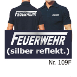 Polo navy, FEUERWEHR with long "F" silver-reflekt.