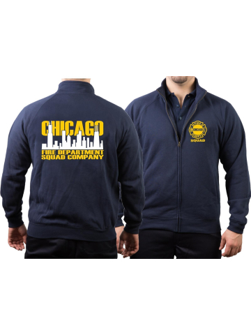 CHICAGO FIRE Dept. Giacca di sudore blu navy, Squad zweifarbige Skyline (bianco/giallo)