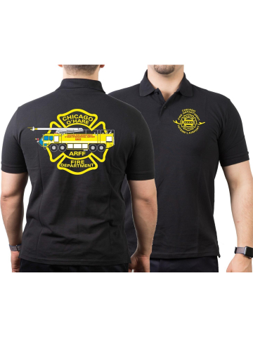 CHICAGO FIRE Dept. OHare Intl Airport, negro Polo