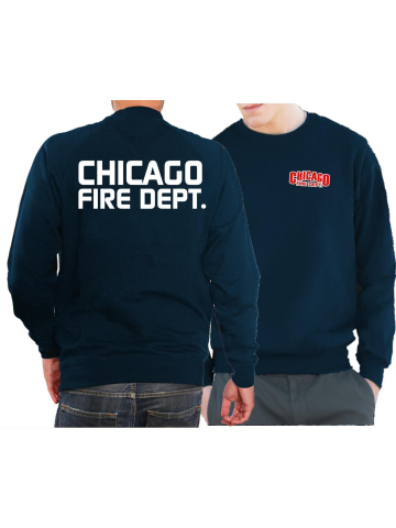 CHICAGO FIRE Dept. Sweat azul marino, con moderner fuente