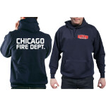 CHICAGO FIRE Dept. Hoodie blu navy, con moderner font, L