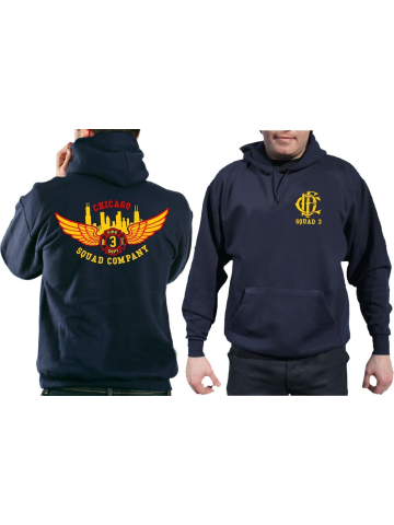 CHICAGO FIRE Dept. Squad 3 Eagle Wings Skyline, azul marino Hoodie