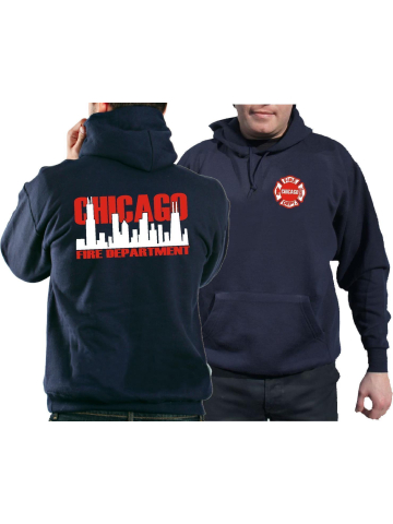 CHICAGO FIRE Dept. Skyline bicolor, blu navy Hoodie