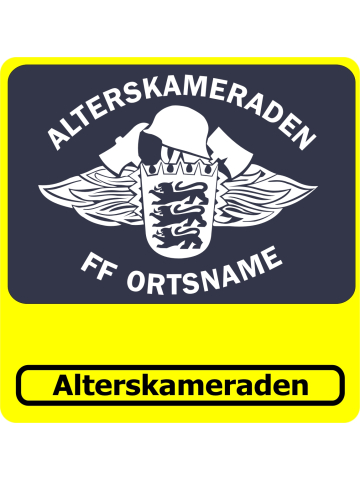 T-Shirt Alterskameraden Feuerwehr Baden-Württemberg mit Ortsnamen und Emblem