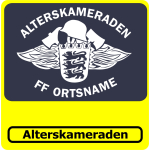 T-Shirt Alterskameraden Feuerwehr Baden-Württemberg with place-name and Emblem