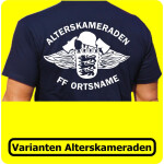 T-Shirt Alterskameraden Feuerwehr Baden-Württemberg con nome del luogo e Emblem
