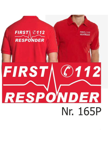 Polo rosso, "First Responder" bianco font