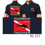 Polo navy, "Feuerwehr Taucher" with Diver Flagge