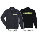 Sweat jacket navy, FEUERWEHR with long "F" in fluorezierend