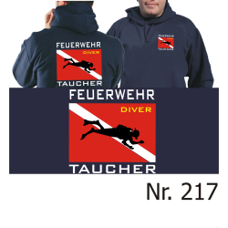 Hoodie navy, "Feuerwehr Taucher" with Diver Flagge