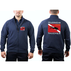 Sweat jacket navy, &quot;Feuerwehr Taucher&quot; with...