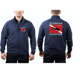 Sweat jacket navy, "Feuerwehr Taucher" with Diver Flagge