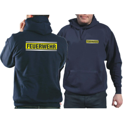 Hoodie azul marino, FEUERWEHR plata/neonamarillo/plata
