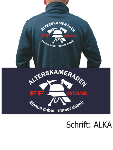 SmartSoftshelljacke navy, Alterskameraden with place-name "einmal dabei - immer dabei" (white/red)