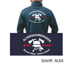 SmartSoftshelljacke navy, Alterskameraden with place-name "einmal dabei - immer dabei" (white/red)