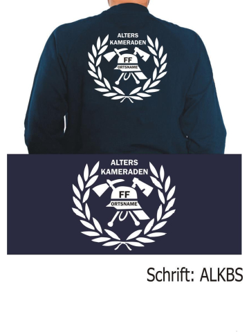 Sweat navy, Alterskameraden with place-name in Helm and Eichenlaub in white