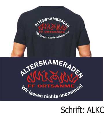 Polo navy, Alterskameraden with place-name "Wir lassen nichts anbrennen" (white/red)