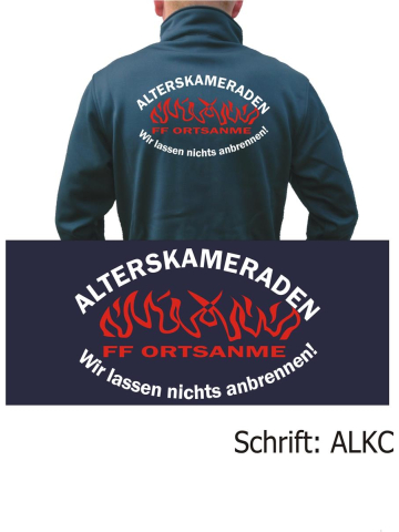 SmartSoftshelljacke marin, Alterskameraddans avec nom de lieu "Wir lassdans nichts anbrennen" (blanc/rouge)