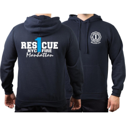 Hoodie navy, New York City Fire Dept. Rescue1 (blue)...