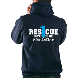 Hoodie blu navy, New York City Fire Dept. Rescue1 (blue) Manhattan