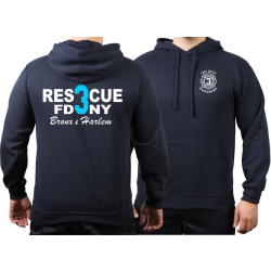 Hoodie navy, New York City Fire Dept. Rescue3 (blue)...