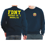 Sweat blu navy, FDNY Squad Co. 1 Brooklyn