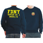 Sweat blu navy, FDNY Squad Co. 1 Brooklyn S